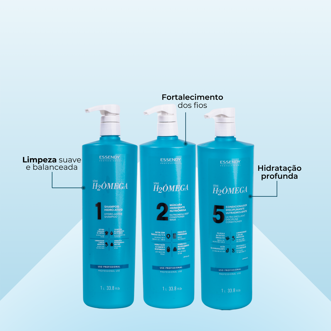 Super Kit Completo H2Ômega - Shampoo, Condicionador e Máscara